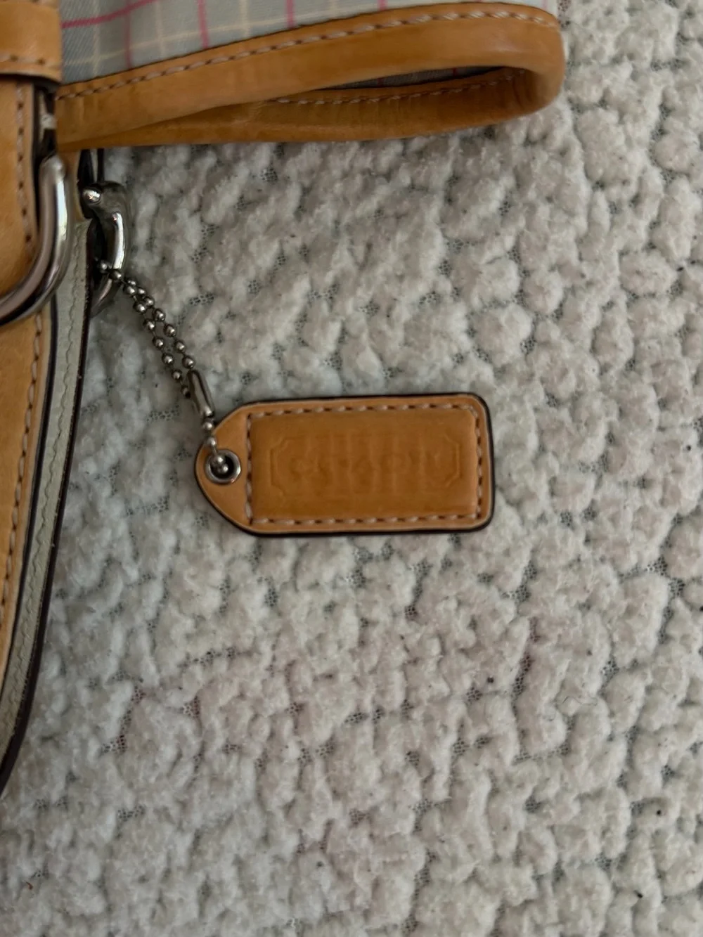 Coach Plaid Tote with Tan Leather Trim